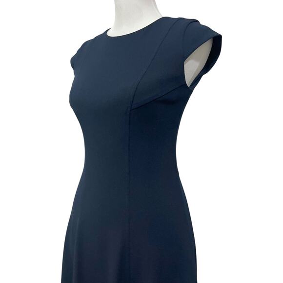 Tommy Hilfiger Dress Navy Blue Midi Fit & Flare Short Sleeve Stretch Womens Sz 2 - Picture 4 of 10